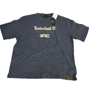 Timberland x American Eagle Boxy Pocket T-Shirt Faded Blue Size Large Retro